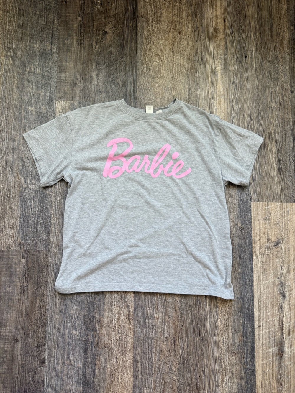 Barbie Gray T-Shirt with Pink Script Logo
